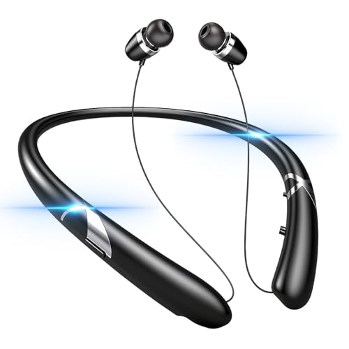 Finpola Neckband Bluetooth Headphones,Retractable Headphone with IPX5 Sweatproof & Vibration Calls for Running, Gym, and Sweat-Proof Workouts