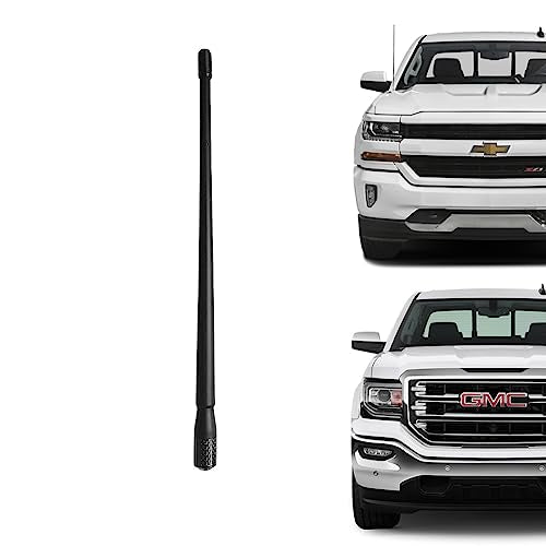 Truck Radio Antenna Fit for Chevy Silverado (1999-2024) & for GMC Sierra/Denali (1999-2024) | Optimized AM/FM Radio Reception | 12.5" Flexible Durable