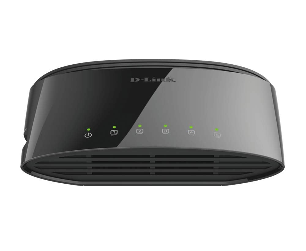 D-Link Ethernet Switch, 5-Port Gigabit Plug n Play Compact Design Fanless Desktop Switch (DGS-1005G),Black