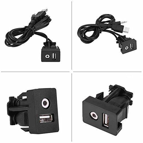 Dilwe AUX Extension Mount, Car USB Panel Flush Mount Jack Cable for Car, Boat and Motorcycle