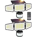 Ensenior Solar Motion Lights Outdoor, 228 LED 3000LM High Brightness Security Lights with Remote Control, IP65 Waterproof 3 Heads Flood Light 4 Modes
