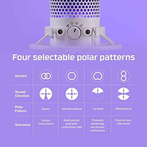 HyperX QuadCast S - RGB USB Condenser Microphone for PC, PS4, PS5 and Mac, Anti-Vibration Shock Mount, 4 Polar Patterns, Pop Filter, Gain Control
