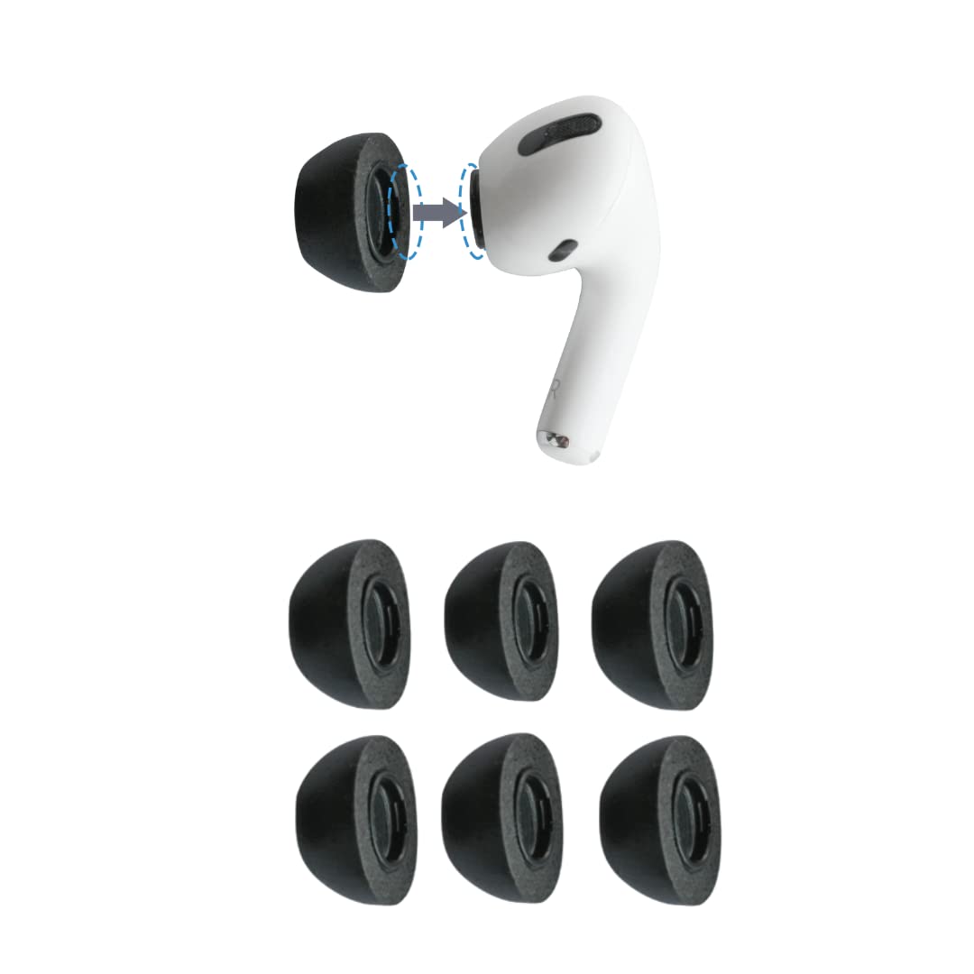 Comply Memory Foam Replacement Ear Tips, Black, Medium (3 Pairs)