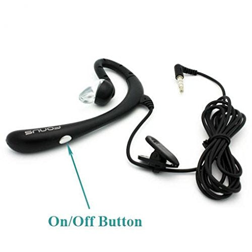 ATWATEC Wired Headset Mono Hands-Free Earphone 3.5mm Headphone Earpiece Boom Microphone Single Earbud Black for Verizon iPhone 6 Plus, 6S, 6S Plus