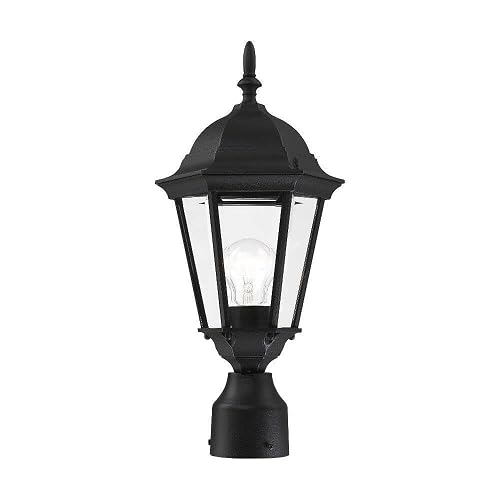 Livex Lighting 7558-14 Outdoor Post Top Light with Clear Beveled Glass Shades, 18" x 8", Black