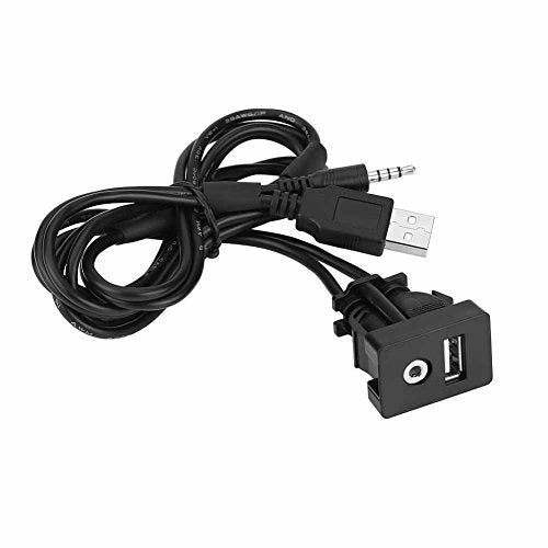 Dilwe AUX Extension Mount, Car USB Panel Flush Mount Jack Cable for Car, Boat and Motorcycle