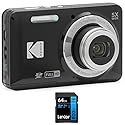 Kodak FZ55BK PIXPRO FZ55 Digital Camera Black Bundle with Lexar 64GB High-Performance 800x UHS-I SDHC Memory Card Blue Series