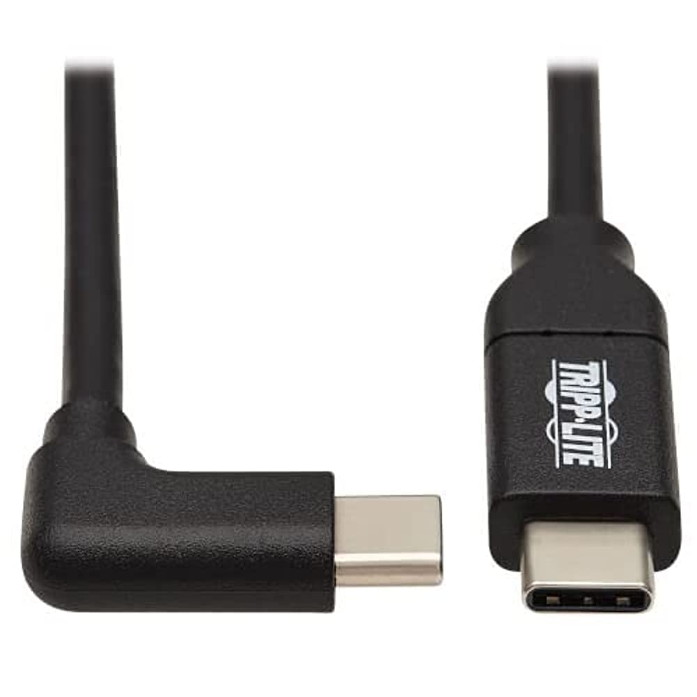 Tripp Lite USB-C Cable Right-Angle Plug (Male-to-Male), Thunderbolt 3, USB 2.0, 480 Mbps, 100W PD Charging, 6.6 Feet / 2 Meter, 20 Volts / 5 Amps
