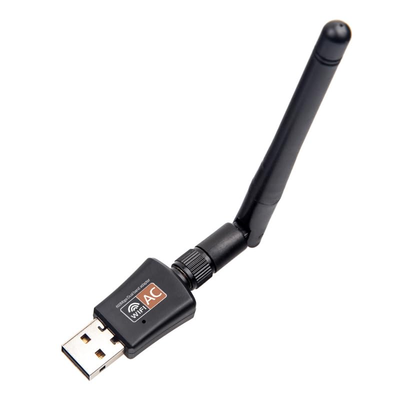 600Mbps Dual Band 2.4/5GHz Internet USB WiFi Adapter, Laptop Wireless Receiver Network Dongle with Antenna, Compatible with Windows