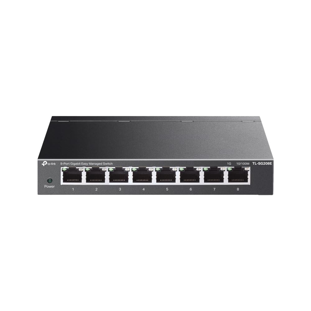 TP-Link 8 Port Gigabit Easy Managed Switch, VLAN, Auto Loop Prevention, IGMP Snooping, Fanless, Managed by Omada, Durable Metal w/ Shielded