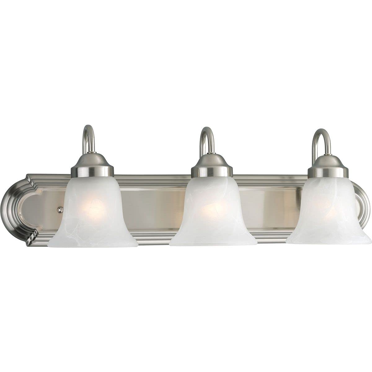 Progress Lighting P3053-09 Alabaster Glass Bath & Vanity, 24-Inch Width x 7-1/4-Inch Height, Brushed Nickel