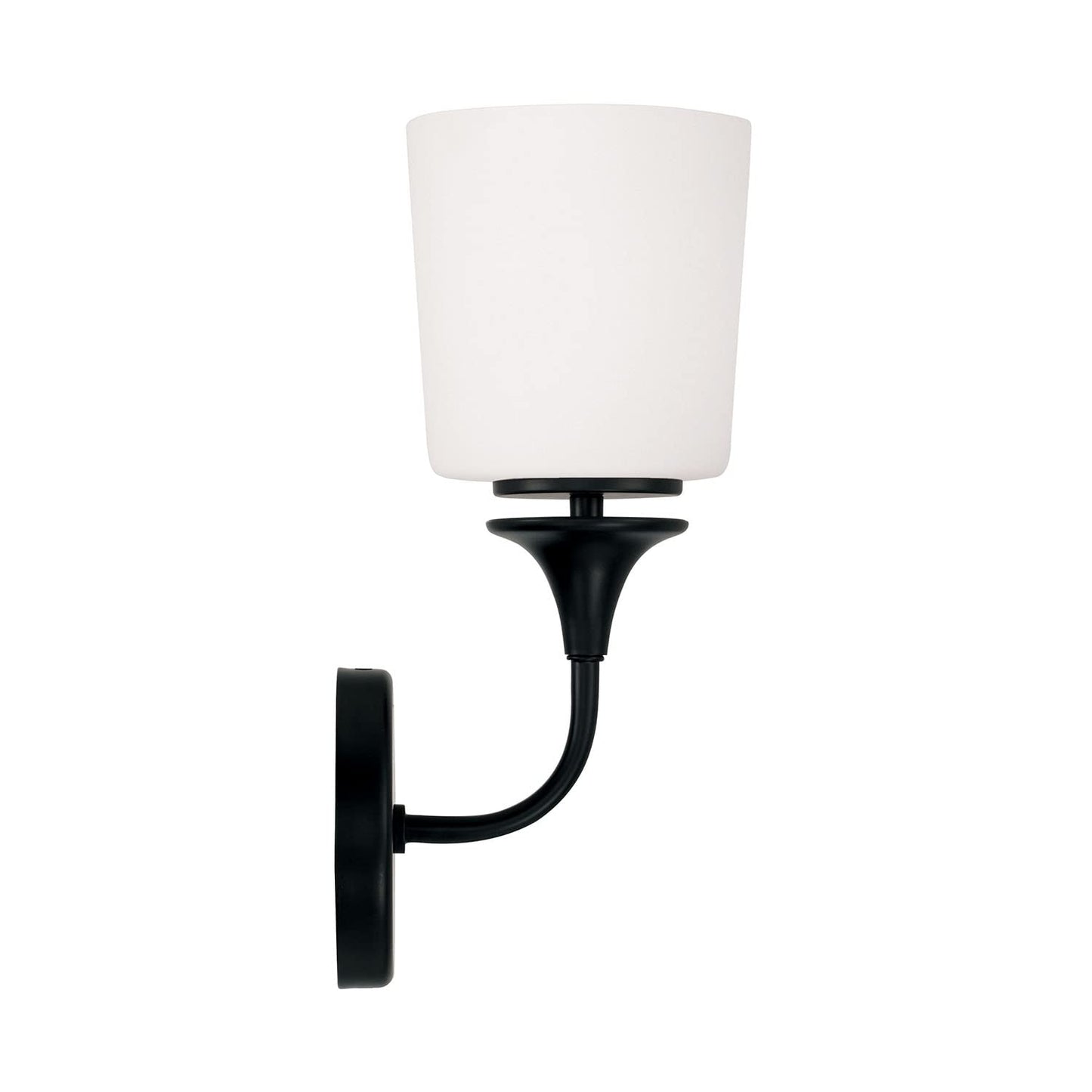 HomePlace by Capital Lighting 648911MB-541 Presley Transitional Rustic Soft White Glass Cone Wall Sconce, 1-Light 100 Watt, 14" H x 6" W, Black
