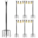6 Pack String Light Poles for Outside, Upgraded Heavy-Duty Metal Poles for Outdoor String Lights with Fork, Adjustable Lighting Hanging Accessories