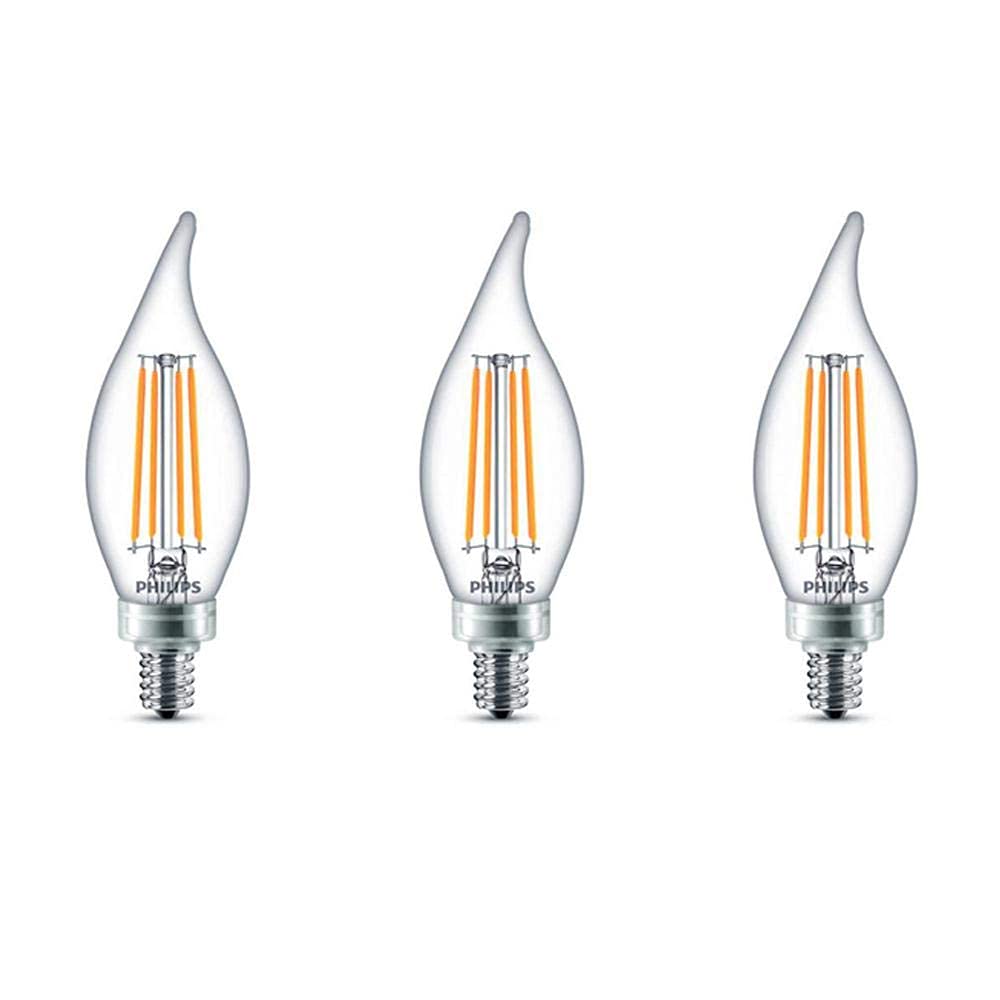 Philips LED Classic Glass Dimmable BA11 Bent Tip Light Bulb: 500-Luman, 5000-Kelvin, 5.5-Watt (60-Watt Equivalent), E12 Base, Clear, Daylight, 3-Pack