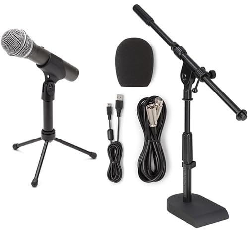 Samson Q2U Recording and Podcasting Pack USB/XLR Dynamic Microphone with Stand Upgrade