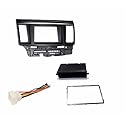 Aftermarket Stereo Double Din Dash Installation Install Kit + Wire Harness Compatible with Mitsubishi Lancer/Lancer Evolution (2007-2017)