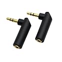 rgzhihuifz 3.5mm Angle Male to Female Audio Adapter, 90 Degree Right Angle Gold-Plated TRS Stereo Jack Plug AUX Connector Compatible with Headset
