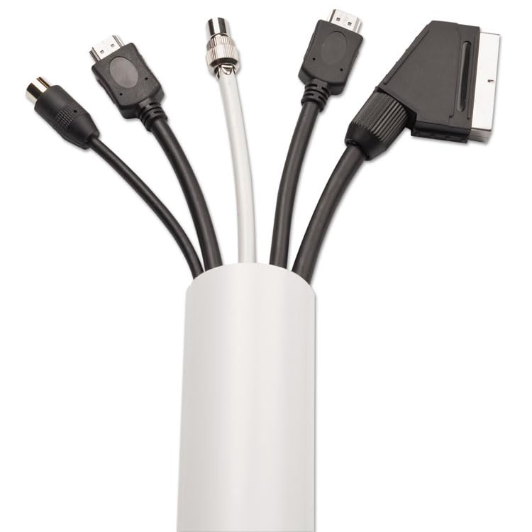 D-Line Decorative Desk Cord Cover, 60" X 2" X 1" Cover, White
