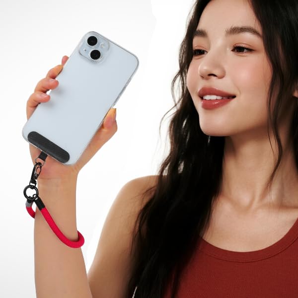 YOTOBQQ Phone Lanyard, Adjustable Wrist Strap, 2 Pads, Anti Theft Lanyard Crossbody, Multifunctional Cell Phone Neck Strap (Red)
