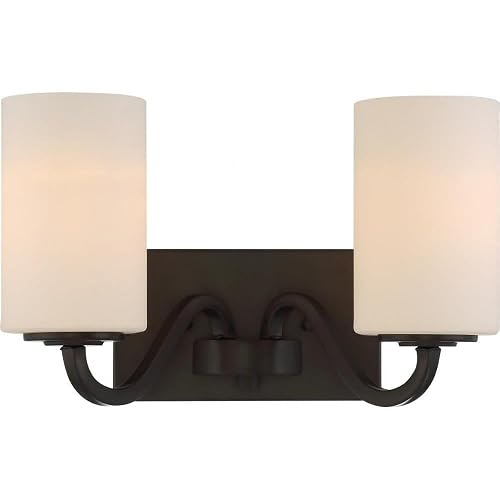 Nuvo Lighting 60/5902 Willow 2 Light 100W A19 max. Medium Base Vanity and Wall with White Glass, Aged Bronze