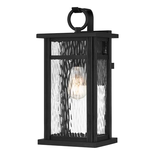Quoizel Moira 15.75" Outdoor Wall Sconce, Earth Black with Clear Glass, Marine-Grade ETL Wet Rated