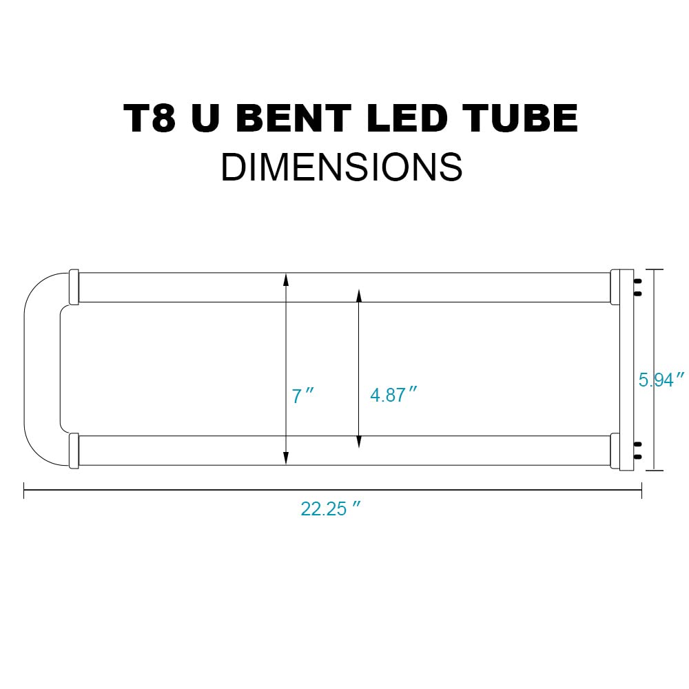 Romwish U Shaped LED Tube Lights, T8 T12, 18W(40W Equiv.), 6000K Super Bright, 2000LM, Fluorescent Light Tube Replacement, Ballast Bypass, Dual-Ended