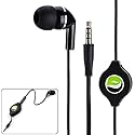 Premium Black Retractable Mono Headset Single Earbud Earphone Mic for Amazon Kindle, DX, Fire, Fire HD 6, HD 7 8 10 - Fire HD 8.9, HD8, HD10, Kids…