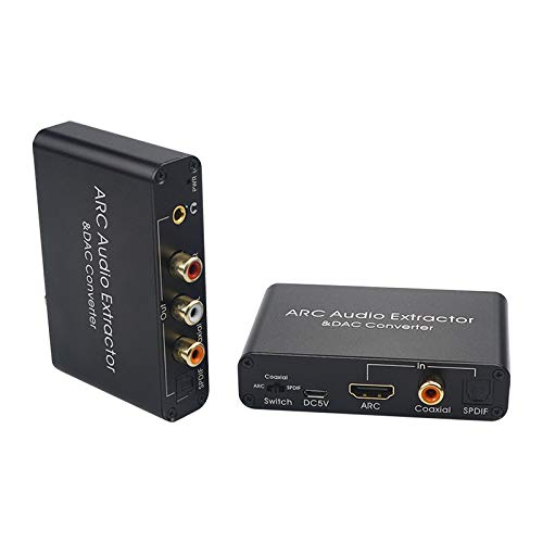HDMI ARC Audio Extractor Pro, 192KHz DAC Converter, HDMI ARC to Optical Coaxial and Analog L/R RCA 3.5mm, Digital Optical SPDIF Coaxial to Analog