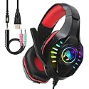 SVYHUOK Pro Gaming Headset for PC PS4 Xbox One Surround Sound Over-Ear Headphones with Mic LED Light Bass Surround Soft Memory Earmuffs for Computer
