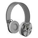 PopClik 2 ONE Headphones Gray/White Leather Elegance and Soft-Spoken Steel 40 mm Neodymium Magnet Driver Over The Ear