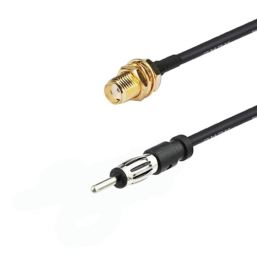 supmory SMA Female to AM/FM Male Adapter RG174 Coax Cable 12 inches Pigtail Jumper RF coaxial Cable for Radio Antenna