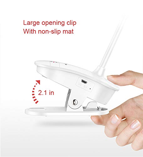 BIFULDYO Led Clip Reading Lights,Daylight 18 LEDs Book Lights,3 Brightness,USB Rechargeable,Built-in 1200mAh Battery,Touch Switch,Flexible Gooseneck