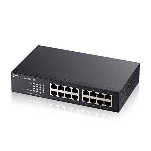 Zyxel 16 Port Network Switch | Unmanaged Gigabit Ethernet Splitter | 16x GbE Ports | Fanless Design | Plug and Play Easy Installation | Wall and Rack