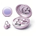 Clip-On Earbuds,Open-Ear Wireless Bluetooth 6.0 Headphones with Makeup Mirror, Secure Fit for Small Ears & Glasses Wearers, 30H Playtime,Call Noise