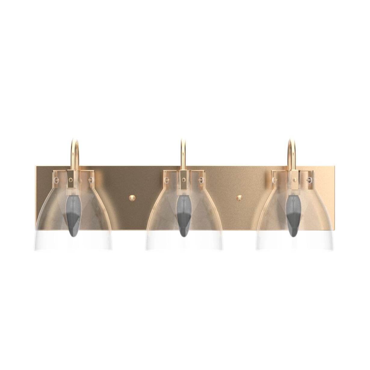 KSANA 3-Light Modern Vanity Light Fixture, Brass Bathroom Lighting with Clear Glass Shades, 22” L