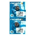 Renata 364 SR621SW Batteries - 1.55V Silver Oxide 364 Watch Battery (2 Count)