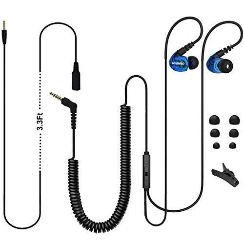 Joymiso 16Ft Extra Long Cord Earbuds Headphones for TV PC Laptop with Mic, Volume Control, Spring Coil Wire & Extension Cable, 3.5mm Wired Over Ear…