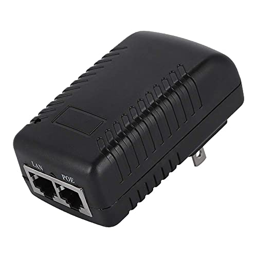 PoE Injector Adapter with 48V 0.5A Passive POE Supply Injector Ethernet Adapter with Plug Suitable for IP Voip Phones, Cameras, and More(US)