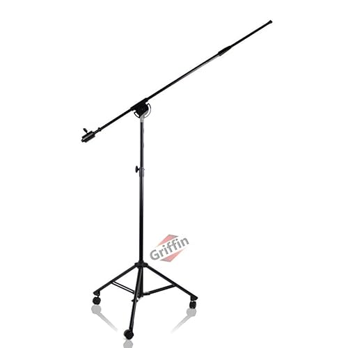 GRIFFIN 11FT Tall Rolling Mic Boom Stand (Extended XHeight Edition) with Telescopic Arm & Tripod Base - Studio Microphone Wheeled Stand for Overhead
