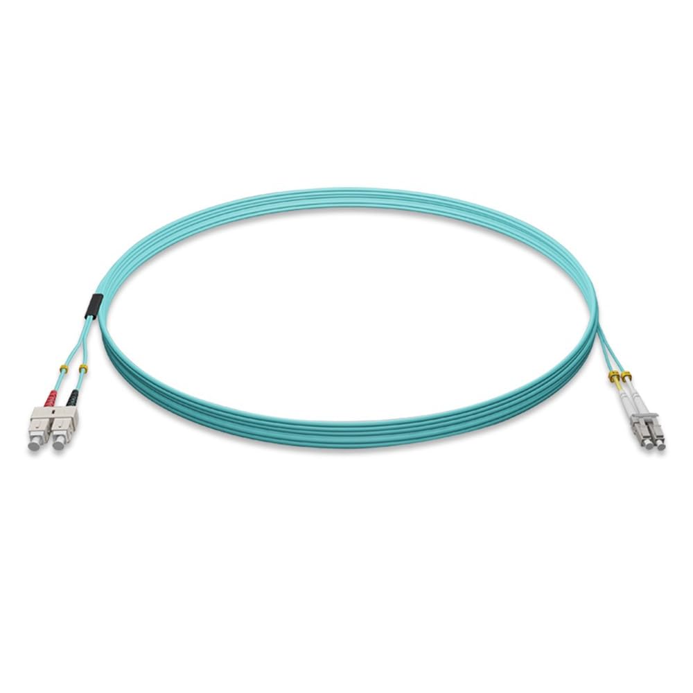 CableWholesale LC to SC OM4 Multimode Duplex Fiber Patch Cord, 3m/10ft