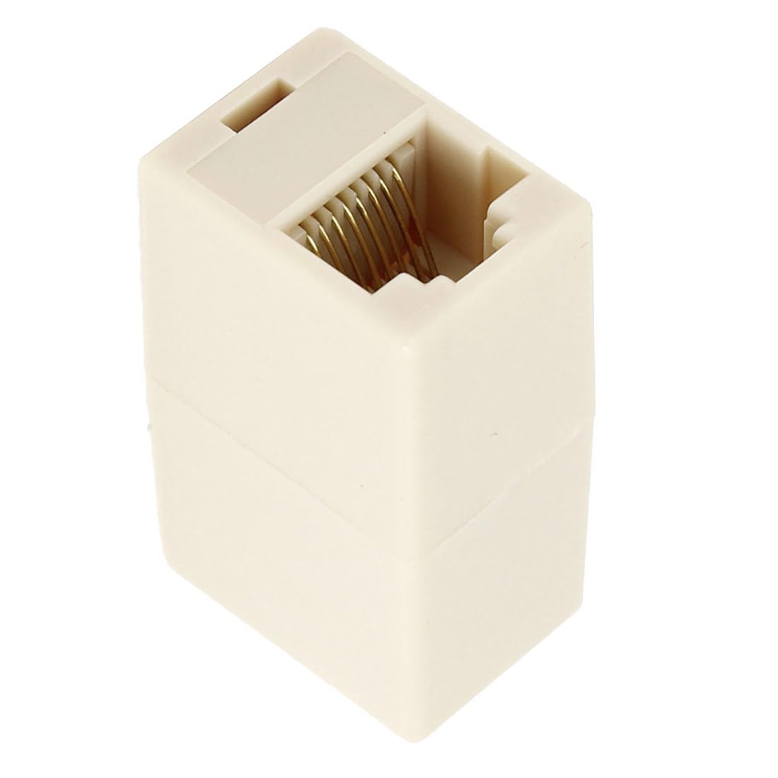 uxcell RJ45 Double Female Plug Telephone Adapter Connector for Landline Telephone, Beige