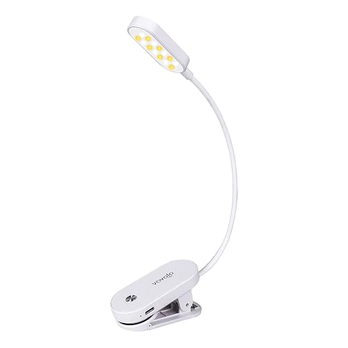 VAVOFO Rechargeable Book Light, 14 LEDs Eye Care Clip On Amber Reading Light for Bookworms Reading in Bed with 9 Colors 9 Brightness (White)