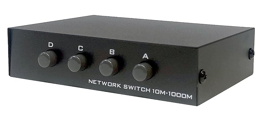 4-Way Manual 4-Port RJ45 Ethernet Port Switch Selector with Gigabit Support