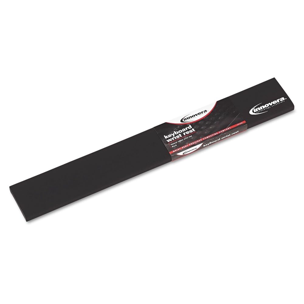 Innovera 52458 Natural Rubber Keyboard Wrist Rest, Black