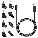 MEROM Universal 5V DC Power Cable, USB to DC 5.5x2.1mm Charging Cord Plug with 8 Connector Tips(5.5x2.5, 4.8x1.7, 4.0x1.7, 3.5x1.35, 2.5x0.7, Micro