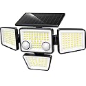 LYWALT Solar Outdoor Lights - 3000LM 188 LED Motion Sensor Outdoor Lights, 4 Heads IP65 Waterproof Powered Security Flood Lights, 270°Wide Lighting