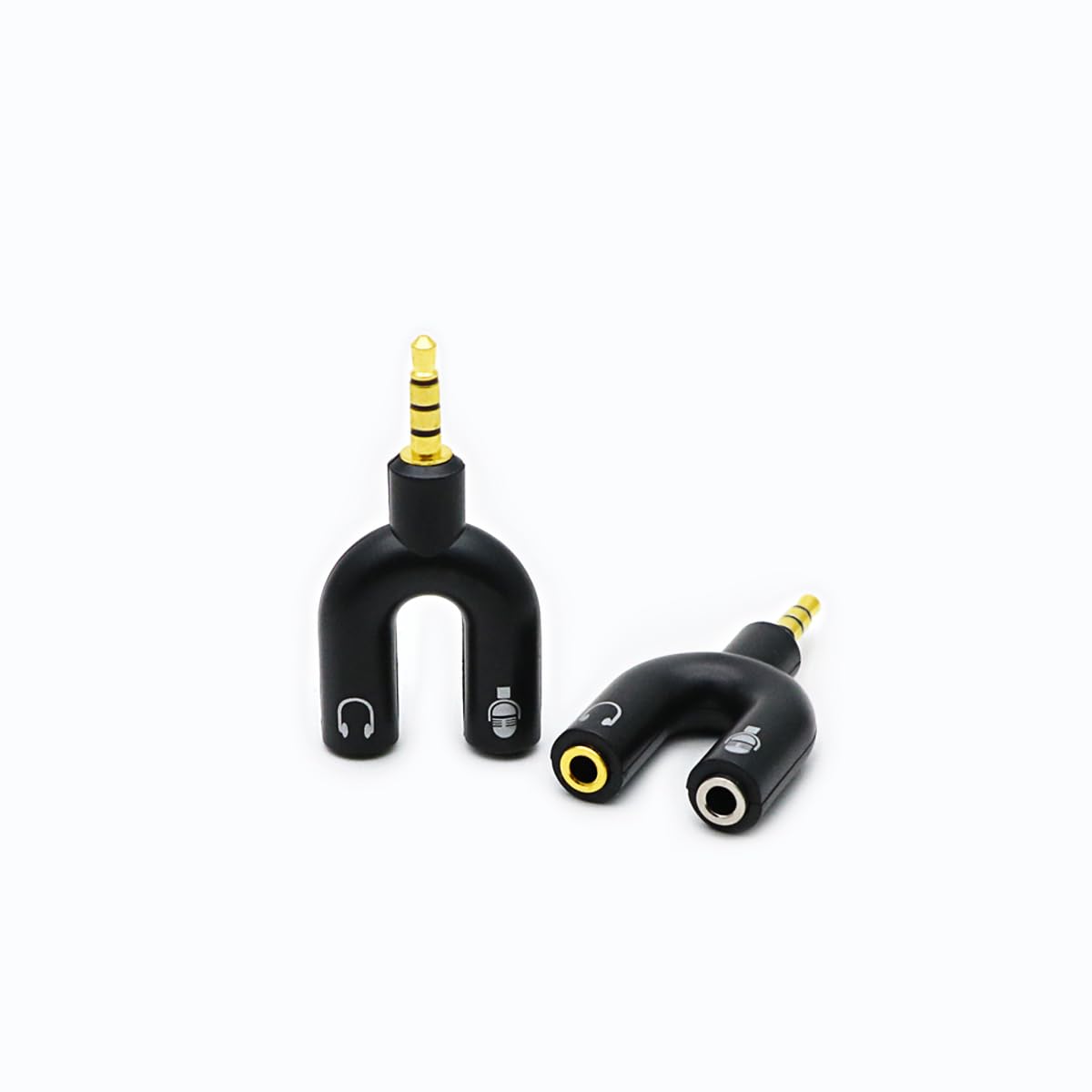 ZJKJHJY 2 Pack Headset Splitter Adapter, U Shape 3.5mm 4 Pole Male to 2 x 3 Pole Female Headphone Y Splitter