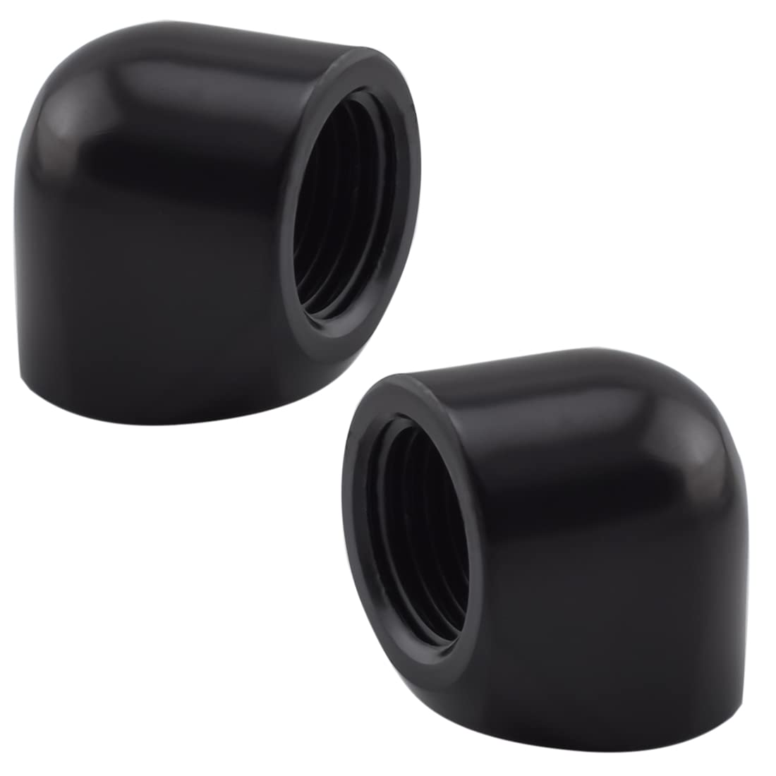 MARRTEUM G1/4" Female to Female 90 Degree Elbow Adapter Extender Connector Fittings for Computer Water Cooling System, Black, 2 Pack