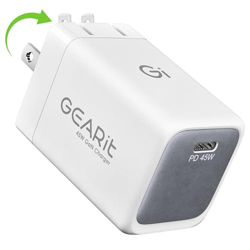 GEARit Compatible with Apple, Samsung, iPhone, iPad | 45W USB C Charger Block | Foldable GaN Wall Charger Box | Fast Charging Wall Plug Power Adapter