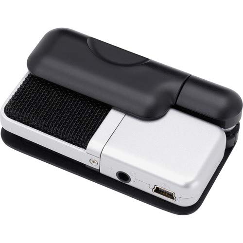 SAMSON Go Mic Portable Clip-on USB Condenser Microphone (Titanium)- USB 2.0 Hub with Individual LED lit Power Switches + Cleaning Cloth - Deluxe